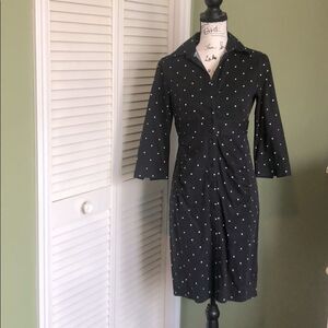Express Black & White Polka Dot Button Down Dress